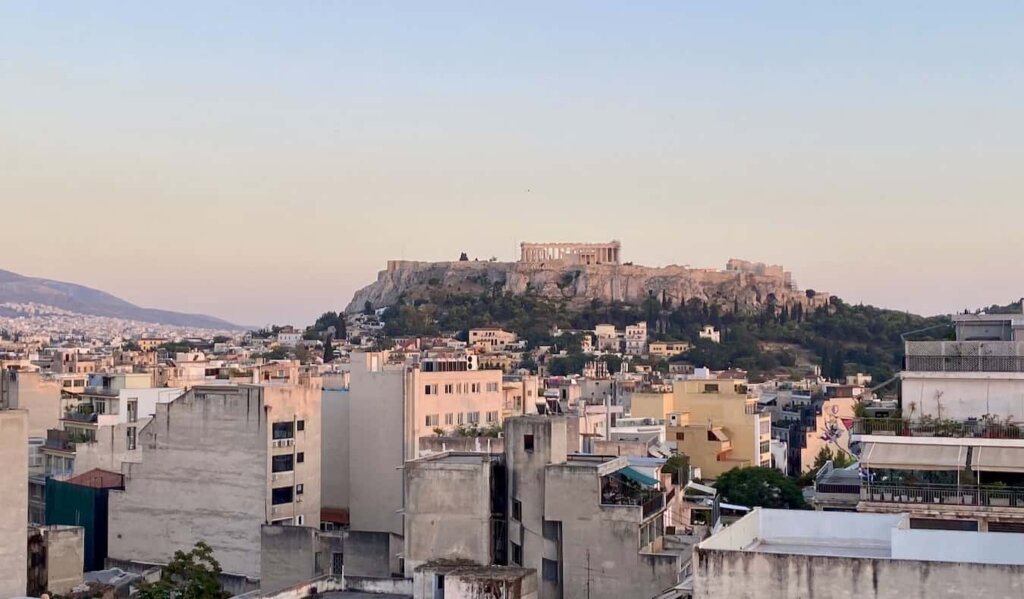 The view overlooking the Acropolis in historic Athens, Greece
